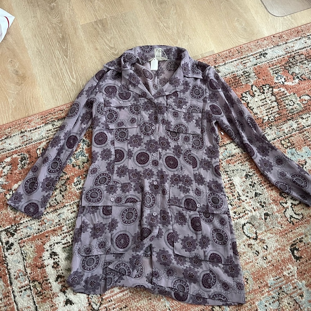 Vintage Express Lavender and Plum Patterned Dress coverup